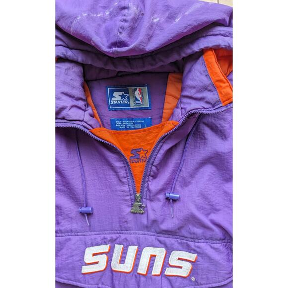 Phoenix Suns 90s STARTER puffer 1/2 jacket L purple orange NBA vintage - Picture 4 of 5